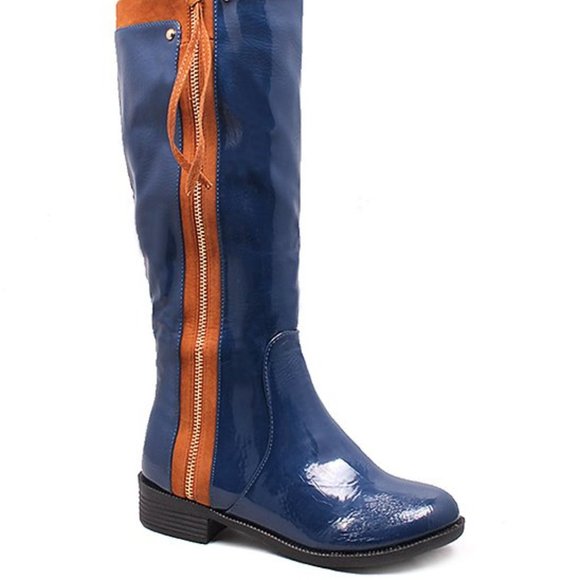 FFC New York Shoes - FFC New York Navy Patent & Luggage Cory Boot